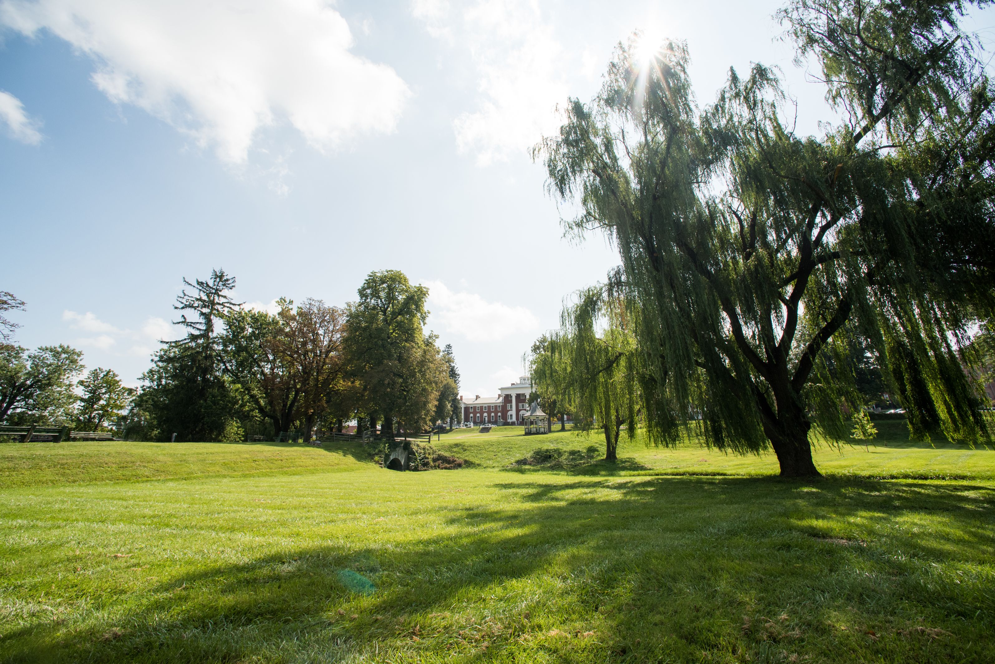 Image of the Grounds at Blackburn Inn with wide open field. The Blackburn Inn & Conference Center, a member of Historic Hotels since 2018, dates to 1828. It is located in Staunton, Virginia.